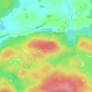 Jack's Ridge地形图、海拔、地势