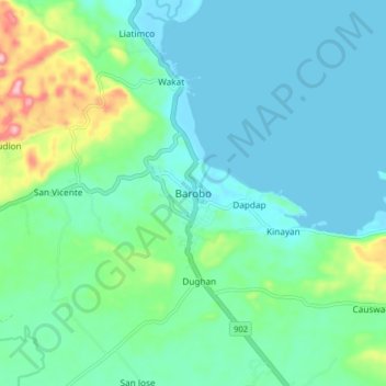 Barobo地形图、海拔、地势