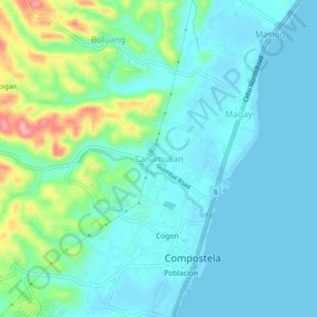 Canamucan地形图、海拔、地势