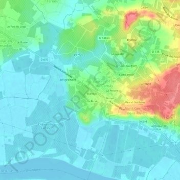 Blanzac Ouest地形图、海拔、地势