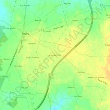 Volta da Tocha地形图、海拔、地势