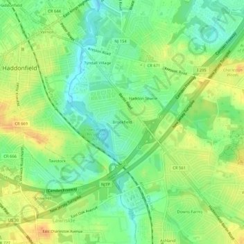 Brookfield地形图、海拔、地势