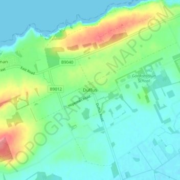 Duffus地形图、海拔、地势