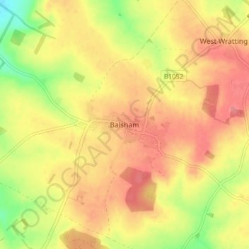 Balsham地形图、海拔、地势