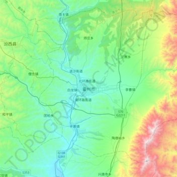 霍州市地形图、海拔、地势
