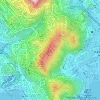 五桂山地形图、海拔、地势