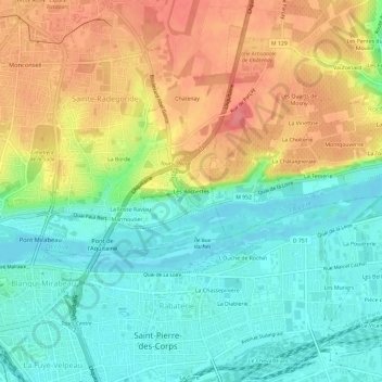 Les Rochettes地形图、海拔、地势