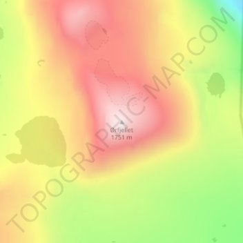Ørfjellet地形图、海拔、地势