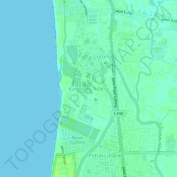 Kampong Tulang地形图、海拔、地势