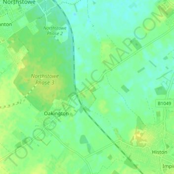 Westwick地形图、海拔、地势