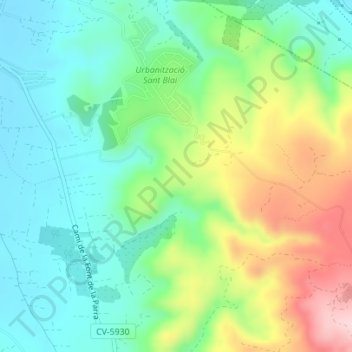 Puig Gros地形图、海拔、地势