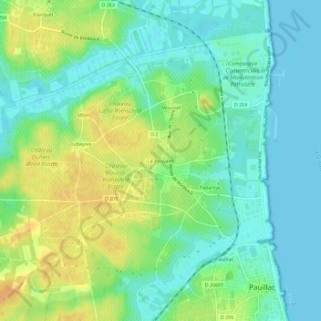 Le Pouyalet地形图、海拔、地势