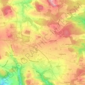 Gföhleramt地形图、海拔、地势