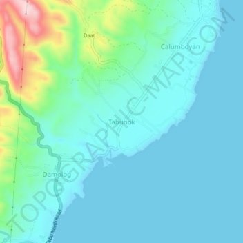 Tabunok地形图、海拔、地势