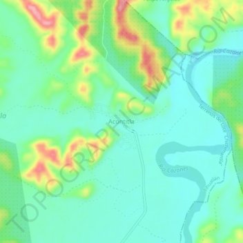 Acontitla地形图、海拔、地势