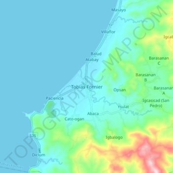 Tobias Fornier地形图、海拔、地势