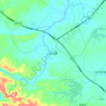 会山镇地形图、海拔、地势
