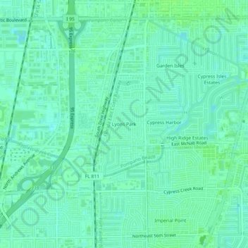 Lyons Park地形图、海拔、地势