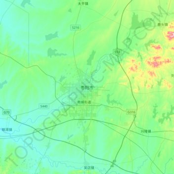 枣阳市地形图、海拔、地势
