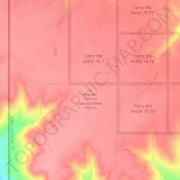 Highest Point in Saskatchewan地形图、海拔、地势