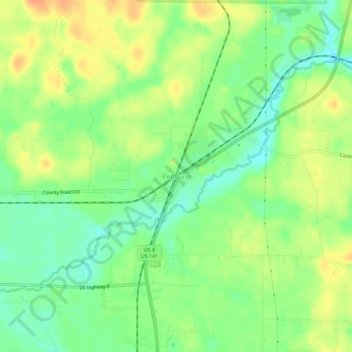 Pembine地形图、海拔、地势