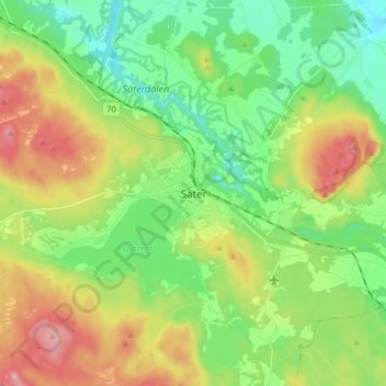 Säter地形图、海拔、地势
