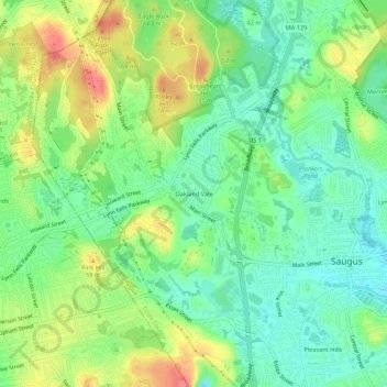 Oakland Vale地形图、海拔、地势