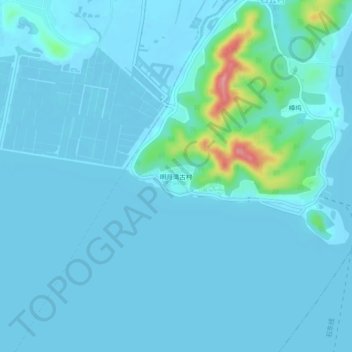 明月湾古村地形图、海拔、地势