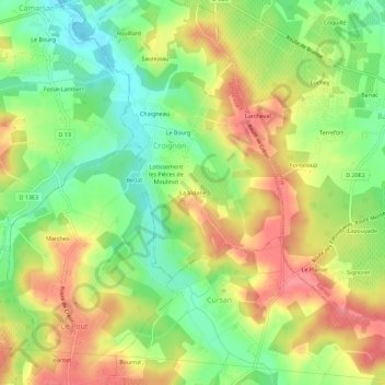 La Vidane地形图、海拔、地势