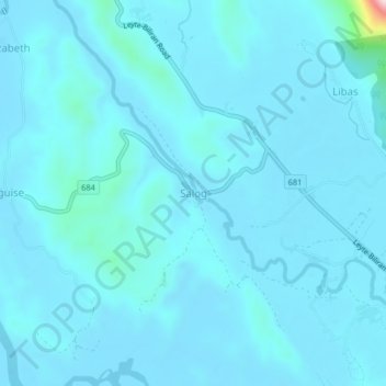 Salog地形图、海拔、地势
