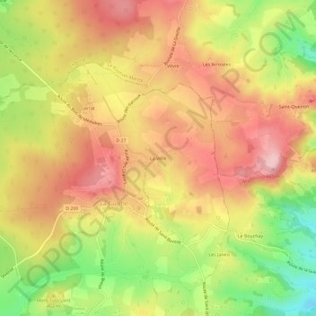 La Velle地形图、海拔、地势