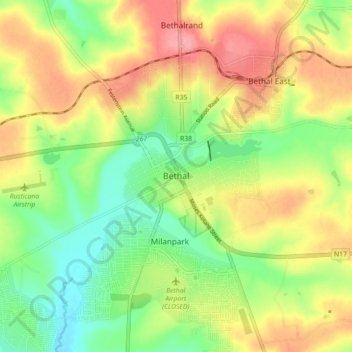 Bethal地形图、海拔、地势