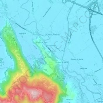 Bugano地形图、海拔、地势