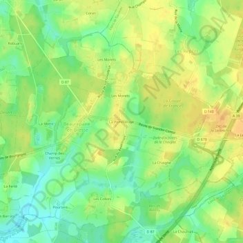 La Pommeraye地形图、海拔、地势