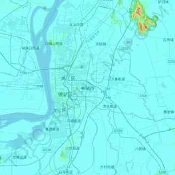 芜湖市地形图、海拔、地势