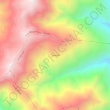 Pusuqui地形图、海拔、地势