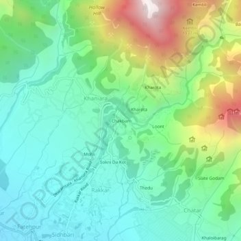 Chakban地形图、海拔、地势