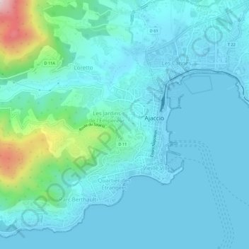 Pietrina地形图、海拔、地势