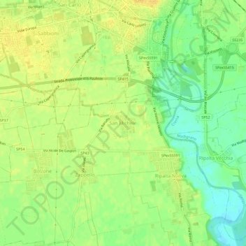 San Michele地形图、海拔、地势