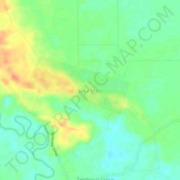 Suka Maju地形图、海拔、地势