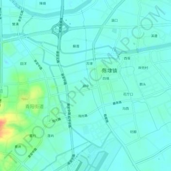 湖中村地形图、海拔、地势