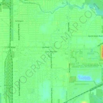 East Houston地形图、海拔、地势