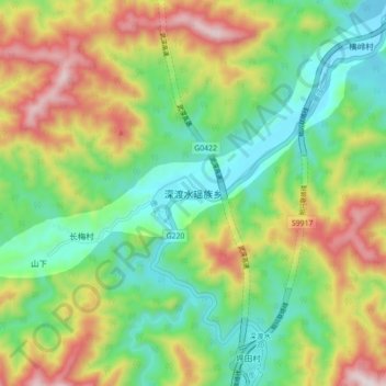 深渡水瑶族乡地形图、海拔、地势