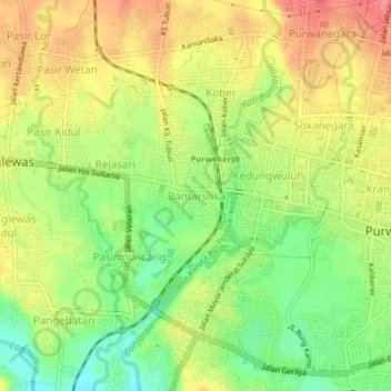Bantarsoka地形图、海拔、地势