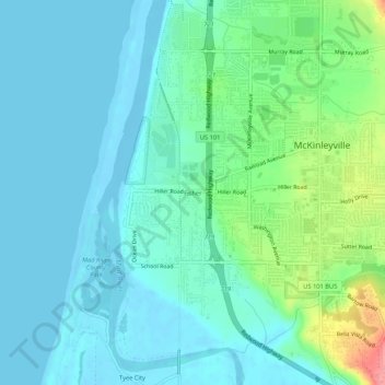 Fisher地形图、海拔、地势