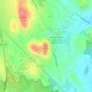 Claypit Hill地形图、海拔、地势