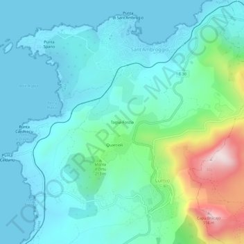 Taglia-Foscia地形图、海拔、地势