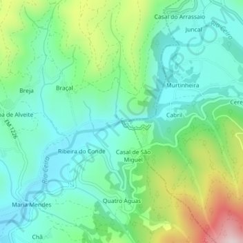 Garganta do Cabril do Ceira地形图、海拔、地势