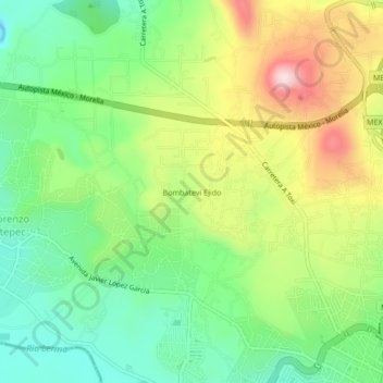 Bombatevi Ejido地形图、海拔、地势