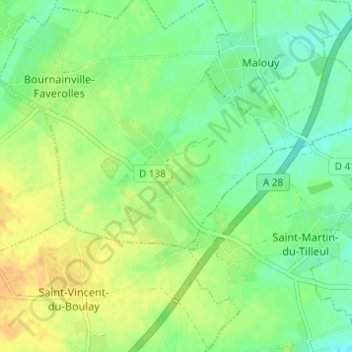 Les Mares Pulantes地形图、海拔、地势